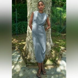 NWT ZARA TRF DENIM MIDI DRESS XS